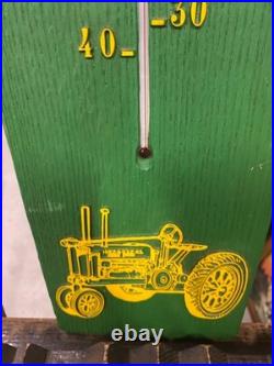 John Deere RARE Hard Plastic Thermometer Sign 29 x 8 FARM GAS OIL COLA