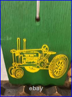 John Deere RARE Hard Plastic Thermometer Sign 29 x 8 FARM GAS OIL COLA