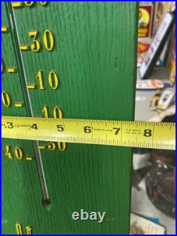 John Deere RARE Hard Plastic Thermometer Sign 29 x 8 FARM GAS OIL COLA