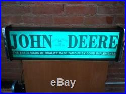 John Deere Reproduction Chrome Trimmed Lighted Dealership Style Sign Vtg. Logo