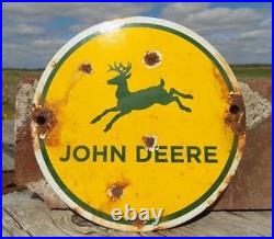John Deere Sign, Metal Porcelain Sign, Advertising Sign, Farm Implement Sign A