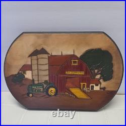 John Deere Sign Wood flood Farm Equipment Barn Tractor Vintage folk art signed