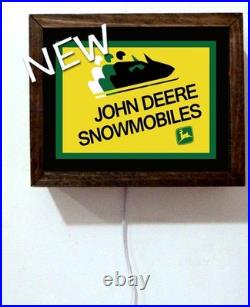 John Deere Snowmobiles Sled Dealer Wood Retro Lighted Wall Table Sign
