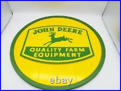 John Deere Sunbelt Quality Farm Equipment 18x18 Round Wood Sign