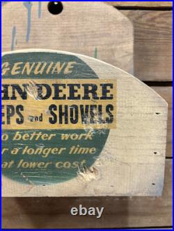 John Deere Sweep Shovels Wood Box Tractor Advertising Tool Paint Sign