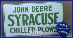 John Deere Syracuse Porcelain Enamel Sign 24 X 14 Inches 1 sides