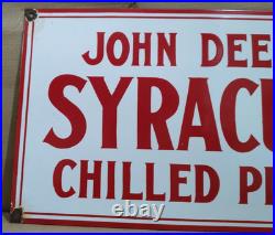 John Deere Syracuse Porcelain Enamel Sign 24 X 14 Inches 1 sides