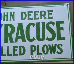 John Deere Syracuse Porcelain Enamel Sign 24 X 14 Inches 1 sides