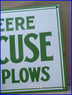John Deere Syracuse Porcelain Enamel Sign 24 X 14 Inches 1 sides