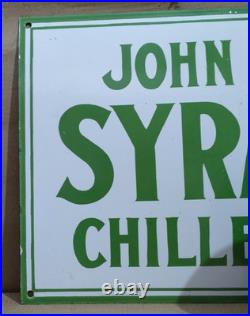 John Deere Syracuse Porcelain Enamel Sign 24 X 14 Inches 1 sides