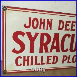 John Deere Syracuse Porcelain Enamel Sign 24 x 14 Inches