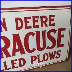 John Deere Syracuse Porcelain Enamel Sign 24 x 14 Inches