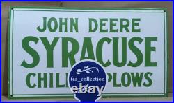 John Deere Syracuse Porcelain Enamel Sign 24 x 14 Inches 1 Sided John Deere Syracuse Porcelain Enamel Sign 24 x 14 Inches 1 Sided