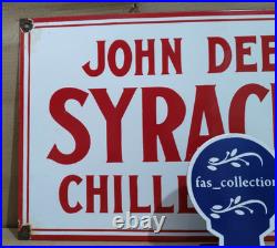 John Deere Syracuse Porcelain Enamel Sign 24 x 14 Inches 1 Sided