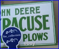 John Deere Syracuse Porcelain Enamel Sign 24 x 14 Inches 1 Sided John Deere Syracuse Porcelain Enamel Sign 24 x 14 Inches 1 Sided