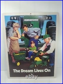 John Deere The Dream Lives On Cardbord Sign Advertisement Vintage Original New
