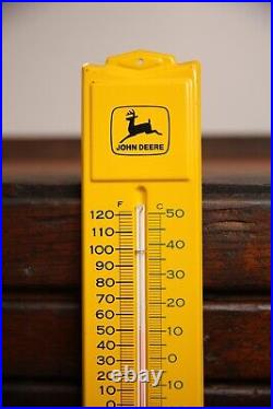 John Deere Thermometer Tractor Mower Yellow 2 Legged Deer Vintage metal sign