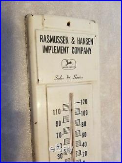 John Deere Tin Thermometer Sign Farm Tractor Vintage Original Franksville WI old