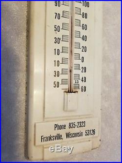 John Deere Tin Thermometer Sign Farm Tractor Vintage Original Franksville WI old