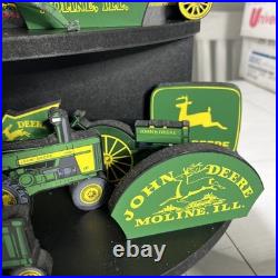 John Deere Tractor & Advertising Logo Shelf Sitter Set With Two Tiered Display