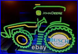 John Deere Tractor Busch Light Beer Sign Authentic Real Sign With Box Dimmer