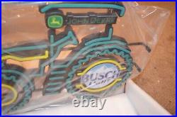 John Deere Tractor Busch Light Beer Sign Authentic Real Sign With Box Dimmer