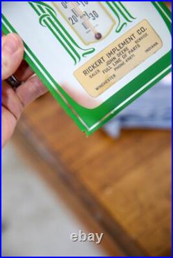 John Deere Tractor Dealer vintage Glass Thermometer Farm Sign Winchester IN RARE John Deere Tractor Dealer vintage Glass Thermometer Farm Sign Winchester IN RARE