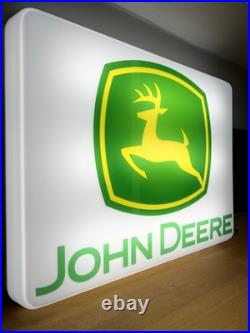 John Deere Tractor Illuminated Led Light Box Wall Garage Sign Agricultural