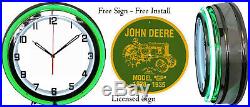 John Deere Tractor Model GP 12 Inch Sign COMES IN FREE Neon Clock