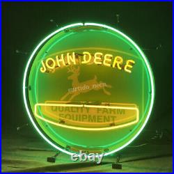 John Deere Tractor Quality Farm Equipment Neon Signs 19x19 with Acrylic Logo John Deere Tractor Quality Farm Equipment Neon Signs 19x19 with Acrylic Logo