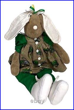 John Deere Tractor Themed Bunny Rabbit Baby Doll Handmade 2006 Signed Preowned