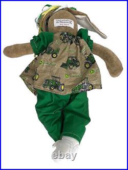 John Deere Tractor Themed Bunny Rabbit Baby Doll Handmade 2006 Signed Preowned