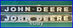 John Deere Tractor Tin Emblem off JD 500A Backhoe Side Hood'66-9 Vtg Pair 23.5 John Deere Tractor Tin Emblem off JD 500A Backhoe Side Hood'66-9 Vtg Pair 23.5