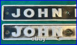 John Deere Tractor Tin Emblem off JD 500A Backhoe Side Hood'66-9 Vtg Pair 23.5 John Deere Tractor Tin Emblem off JD 500A Backhoe Side Hood'66-9 Vtg Pair 23.5