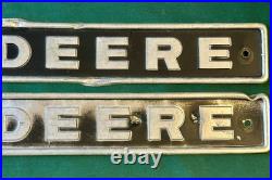 John Deere Tractor Tin Emblem off JD 500A Backhoe Side Hood'66-9 Vtg Pair 23.5 John Deere Tractor Tin Emblem off JD 500A Backhoe Side Hood'66-9 Vtg Pair 23.5