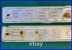 John Deere Tractor Tin Emblem off JD 500A Backhoe Side Hood'66-9 Vtg Pair 23.5 John Deere Tractor Tin Emblem off JD 500A Backhoe Side Hood'66-9 Vtg Pair 23.5