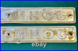 John Deere Tractor Tin Emblem off JD 500A Backhoe Side Hood'66-9 Vtg Pair 23.5 John Deere Tractor Tin Emblem off JD 500A Backhoe Side Hood'66-9 Vtg Pair 23.5
