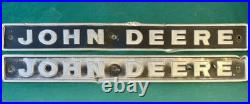 John Deere Tractor Tin Emblem off JD 500A Backhoe Side Hood'66-9 Vtg Pair 23.5 John Deere Tractor Tin Emblem off JD 500A Backhoe Side Hood'66-9 Vtg Pair 23.5