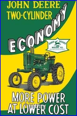 John Deere Tractors 2 Cylinder Economy Sign 24 x 36 USA Steel XL Size