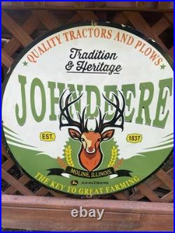 John Deere Tractors & Plows Porcelain 30 Sign Moline Illinois John Deere Tractors & Plows Porcelain 30 Sign Moline Illinois