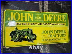 John Deere Tractors Porcelain Enamel Sign 48 X 24 Inches