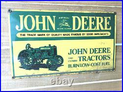 John Deere Tractors Porcelain Metal Sign Gas Oil Farm / MOVING SALE / PRICE DROP
