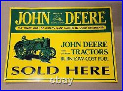 John Deere Tractors Sold Here Metal Sign 11x15 1/4used