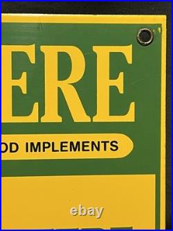 John Deere Tractors Sold Here Porcelain Enamel sign 10x14 Heavy Sign NICE