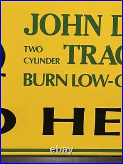 John Deere Tractors Sold Here Porcelain Enamel sign 10x14 Heavy Sign NICE