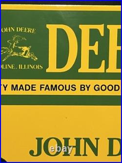 John Deere Tractors Sold Here Porcelain Enamel sign 10x14 Heavy Sign NICE