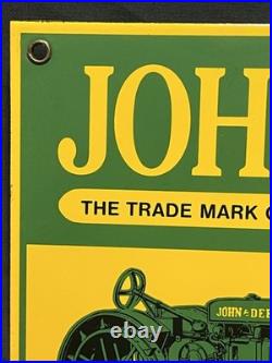 John Deere Tractors Sold Here Porcelain Enamel sign 10x14 Heavy Sign NICE