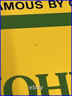 John Deere Tractors Sold Here Porcelain Enamel sign 10x14 Heavy Sign NICE