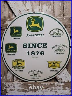 John Deere Tractors Vintage Porcelain Sign 30 Big Farming Barn Truck Gas & Oil