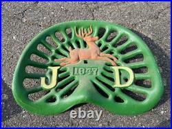 John Deere Vintage Farm Tractor Cast Iron Seat 1847 Deer Sign Antique